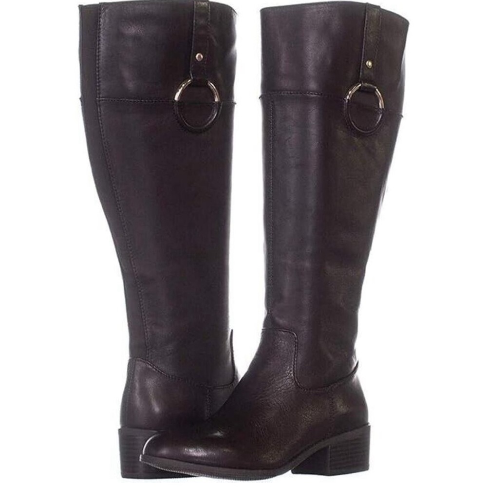 Alfani Womens Briaah Leather Round Toe Knee High Riding Boots, Brown, Size 9.5